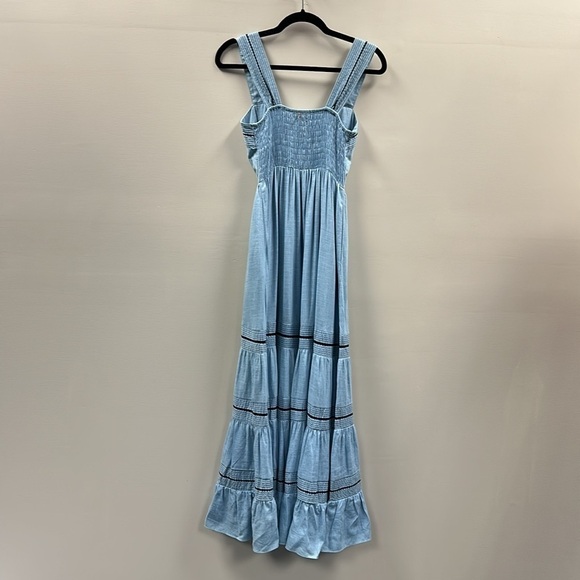Misa Los Angeles Aurelia Maxi Dress Blue Flowy Tiered Sz XS Cottagecore Preppy - Picture 3 of 11